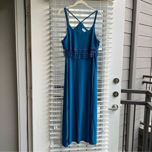 Jon & Anna Large Prom, Wedding Guest Blue Tassel Fringe Cocktail Maxi Dress